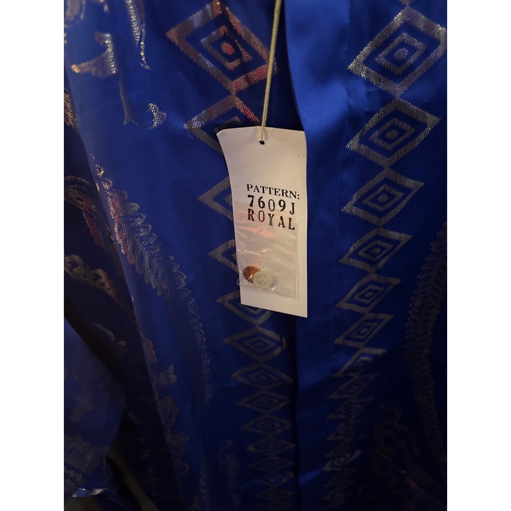 Ceta Dolce Mens Royal Blue Gold Baroque Silk Blend Button Down‎ Shirt 2XL NWT - Picture 3 of 5